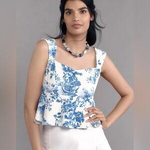 New Anthropologie Maeve Square Neck Peplum Tank Top size XXS, S, & M